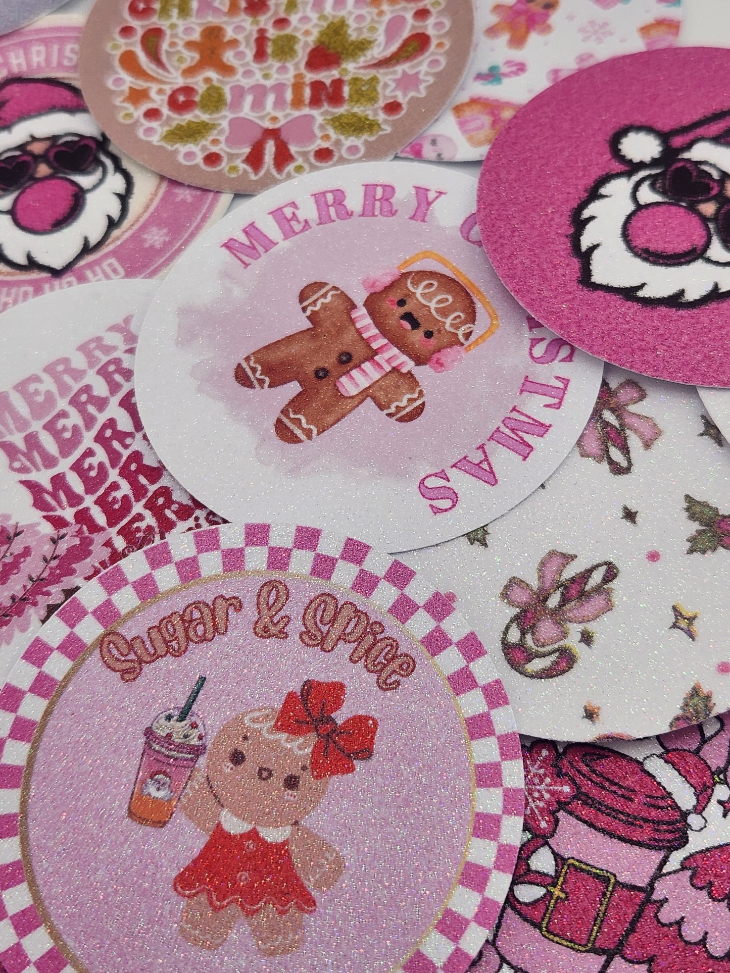 15pc GLITTER pink christmas cardstock