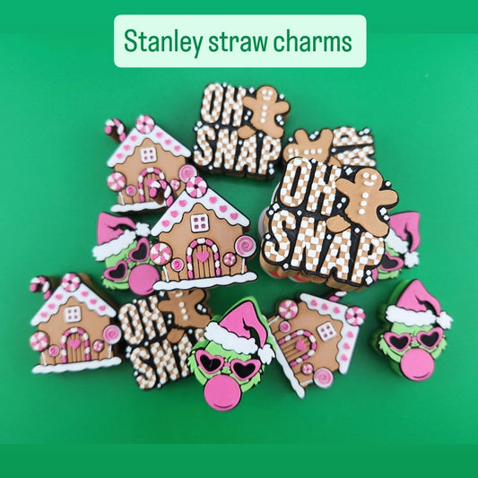 10 PC Christmas Straw Charms - Wholesale